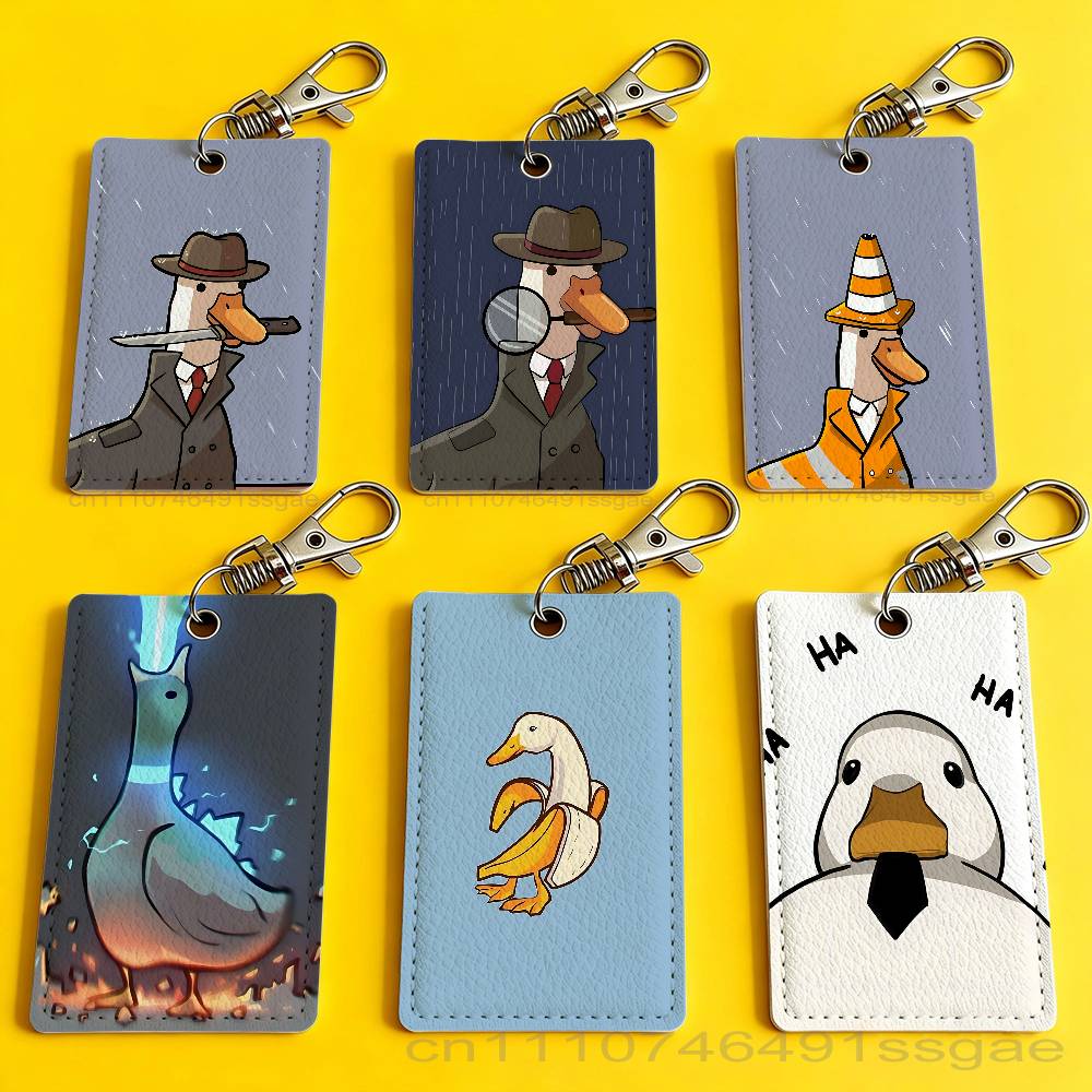 Leather Work Is - Cartoon Cute Goose Duck Badge Holder