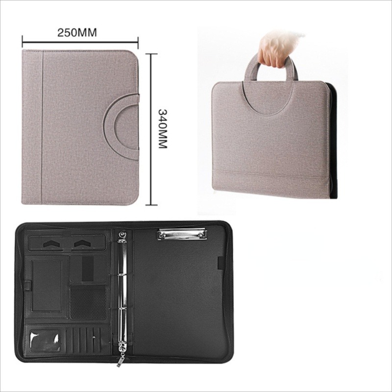 Leather Work Folder - 1Pc A4 PU Leather Zipper File