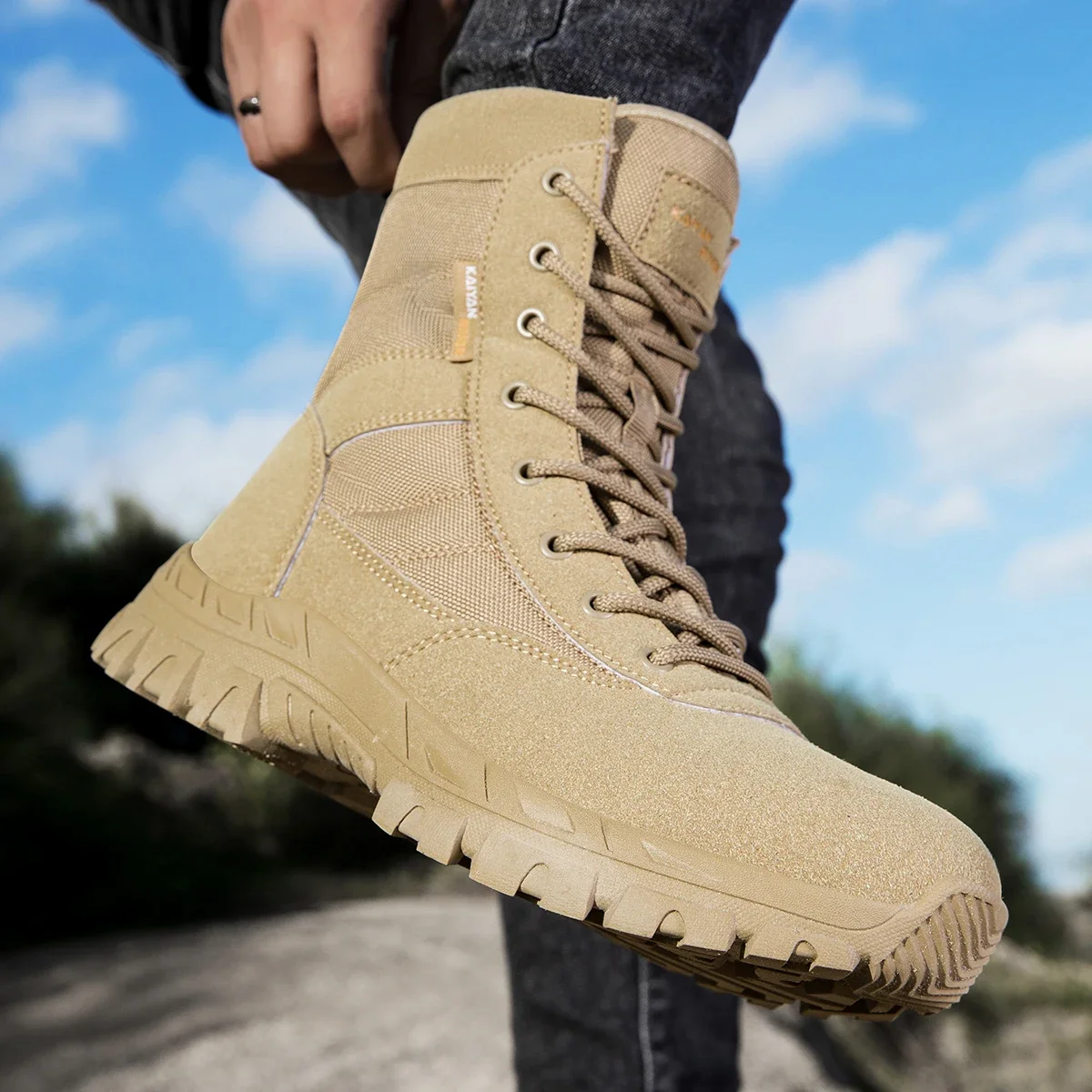 Men's Outdoor Hiking Shoes Hig - Leather Work Fabric review and price