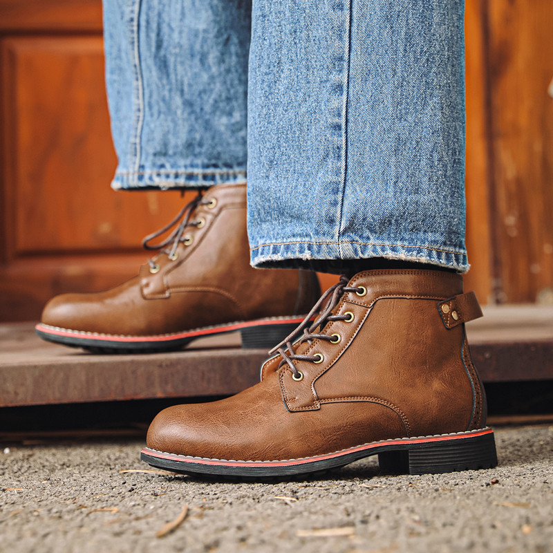 Luxury Retro High Men's Leathe - Leather Work Fabric review and price