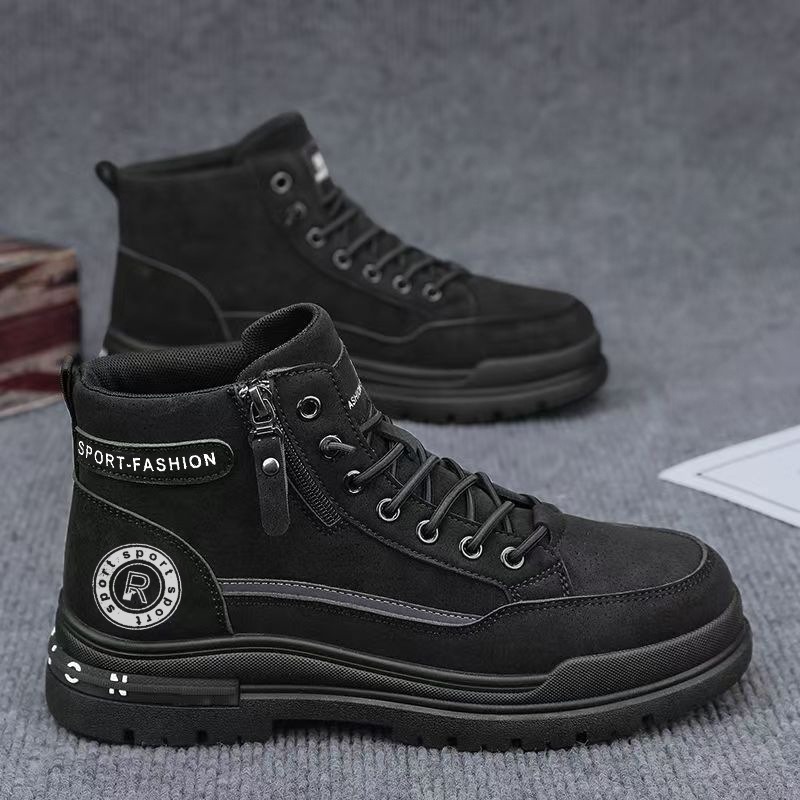 Men Retro High Top Work Boots  - Leather Work Fabric review and price