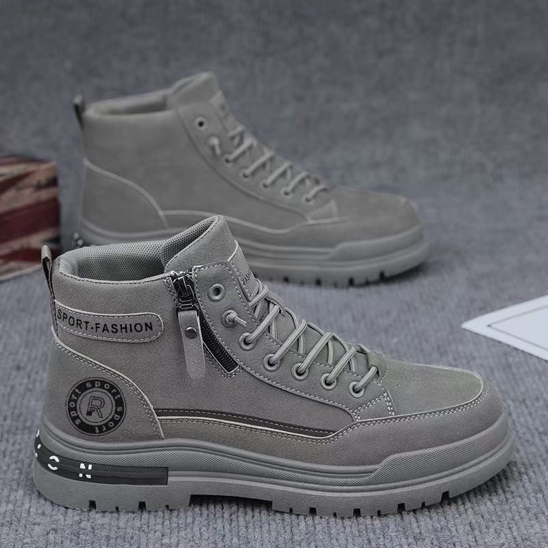 Men Retro High Top Work Boots  - Leather Work Fabric review and price