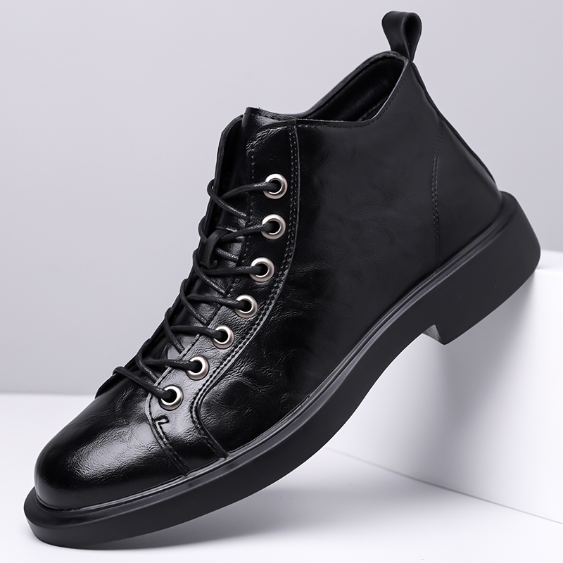 Men British Retro Mid-top Leat - Leather Work Fabric review and price